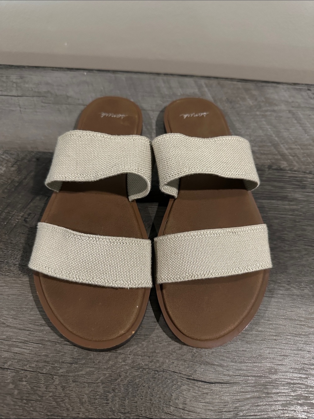 Sanuk Neutral Double-Strap Slide Sandals - Cream